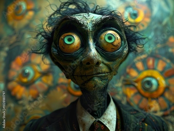 Obraz Surreal Portrait with Eyes: A Disturbing Digital Artwork