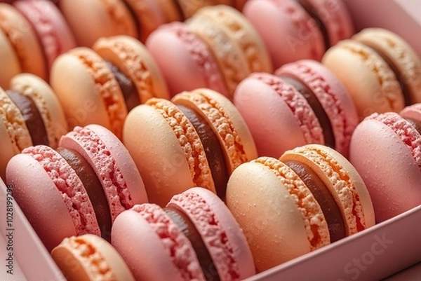 Obraz A box of assorted colored macarons