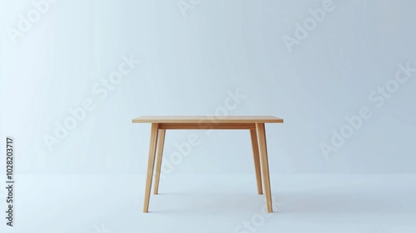 Obraz A minimalist wooden desk with thin tapered legs