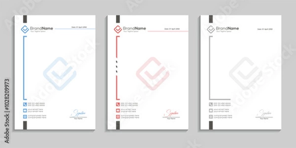 Fototapeta letterhead design vector template bundle with vintage retro color variation 