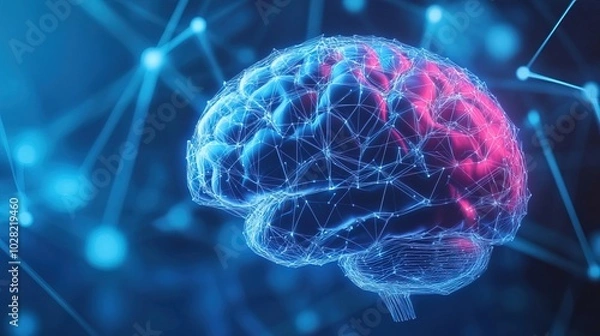 Obraz Close-up of human brain with intricate neural pathways, symbolizing cognitive biases and complex thought processes, ideal for educational or scientific presentations.