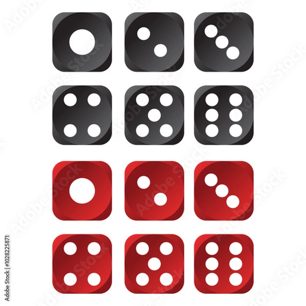 Obraz illustration vector icon set for dice face on plain white background