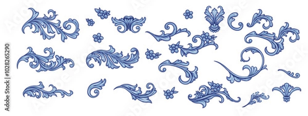 Obraz Set of decorative elements in Baroque style	