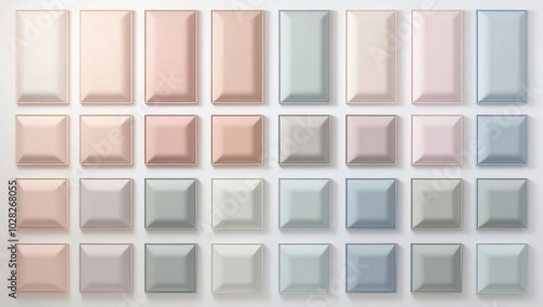 Fototapeta Blocks of soft pastel colors arranged in a clean, minimalist pattern with crisp, straight edges, evoking a modern design aesthetic.