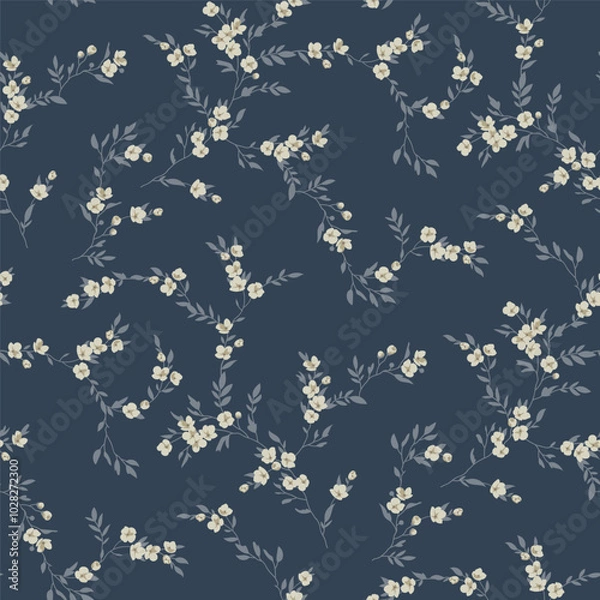Fototapeta Seamless spring vector pattern with floral motif for dress fabric