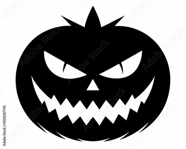 Obraz Minimalist Jack-o'-Lantern Black Silhouette Vector Design, Halloween pumpkin icon.