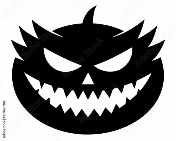 Obraz Minimalist Jack-o'-Lantern Black Silhouette Vector Design, Halloween pumpkin icon.