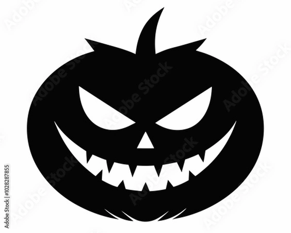 Obraz Minimalist Jack-o'-Lantern Black Silhouette Vector Design, Halloween pumpkin icon.