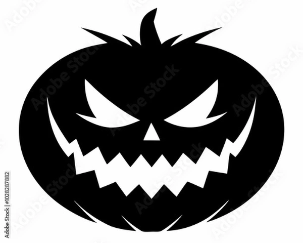 Obraz Minimalist Jack-o'-Lantern Black Silhouette Vector Design, Halloween pumpkin icon.