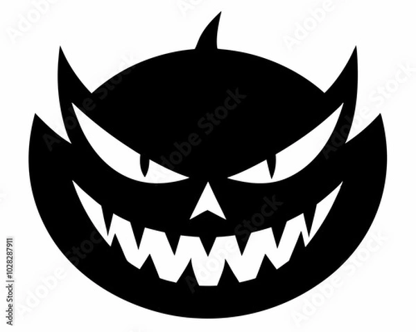 Obraz Minimalist Jack-o'-Lantern Black Silhouette Vector Design, Halloween pumpkin icon.