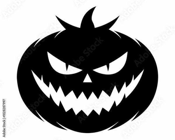 Obraz Minimalist Jack-o'-Lantern Black Silhouette Vector Design, Halloween pumpkin icon.