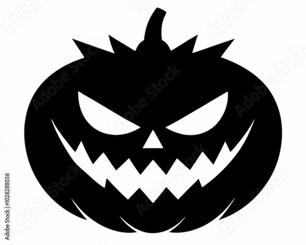Obraz Minimalist Jack-o'-Lantern Black Silhouette Vector Design, Halloween pumpkin icon.