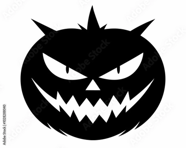 Obraz Minimalist Jack-o'-Lantern Black Silhouette Vector Design, Halloween pumpkin icon.
