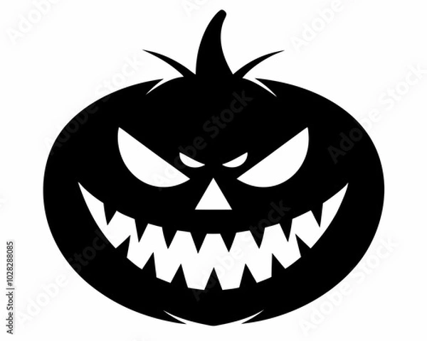 Obraz Minimalist Jack-o'-Lantern Black Silhouette Vector Design, Halloween pumpkin icon.