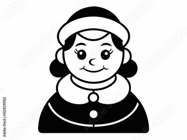 Obraz Mrs. Santa Outline Black Silhouette.