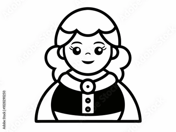 Obraz Mrs. Santa Outline Black Silhouette.