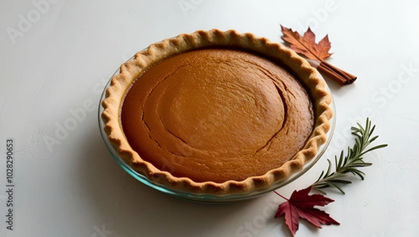 Fototapeta A warm and inviting pumpkin pie freshly baked ai generative
