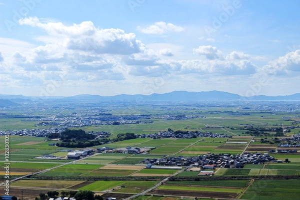 Obraz 滋賀県　八幡山からの近江八幡市、野洲市方面の景色