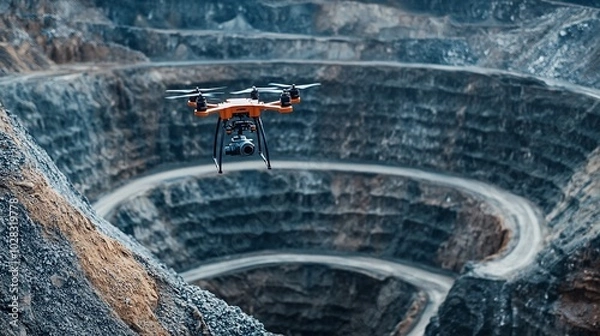 Fototapeta Drone Surveying Mining Site for Geological Exploration