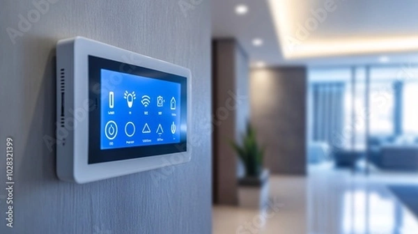 Fototapeta Modern Home Automation System With Interactive Touchscreen Display