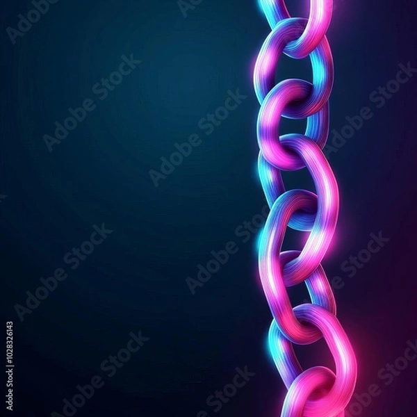 Fototapeta Blockchain evolution, neon hologram web, vibrant tones, futuristic feel
