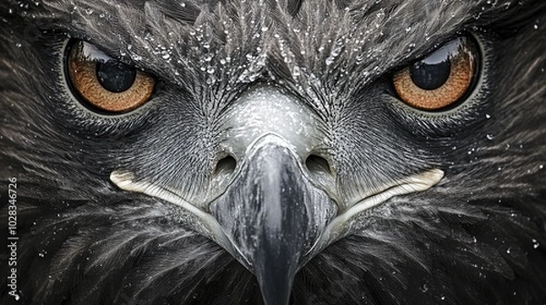 Fototapeta Close-up of eagle's face with intense stare. Perfect for projects needing a powerful, focused, and wild animal image.