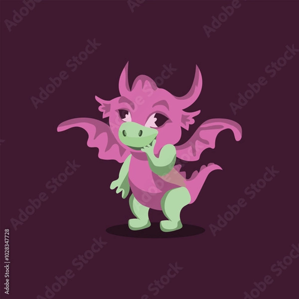 Obraz cute baby dragon vector illustration 