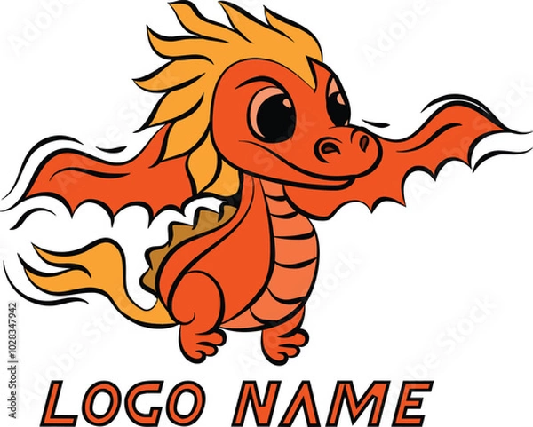 Obraz fire dragon vector logo design 
