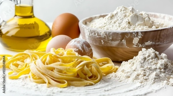 Fototapeta Fresh Ingredients for Homemade Pasta.