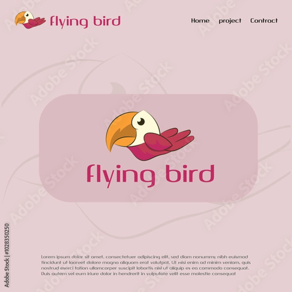 Obraz Flying Bird vector logo design with web page 