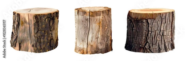 Fototapeta Collection of tree stumps set on transparent background. Generative ai design concept.