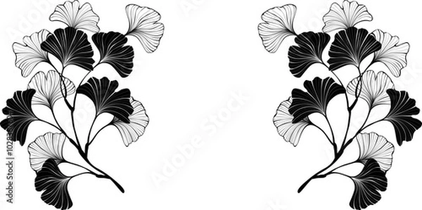 Obraz Black ginko twigs frame