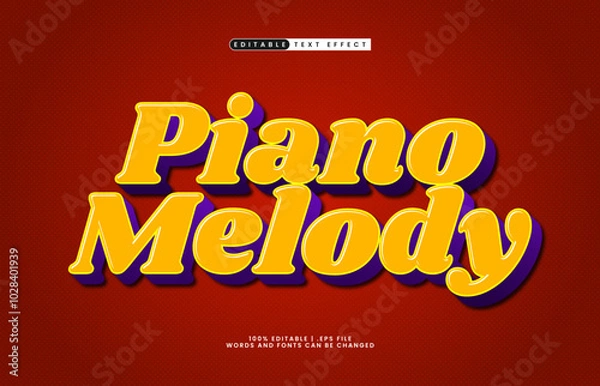 Fototapeta piano melody editable text effect with a music and sound text style