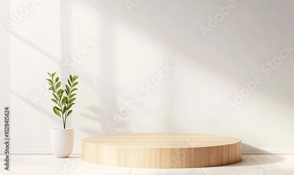 Fototapeta Minimalist Wooden Podium Display-generative ai