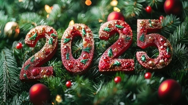 Obraz Beautiful Christmas background 2025. Generated by ai.