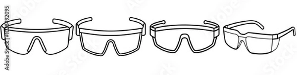 Fototapeta line art vector illustration collection of safety glasses . isolate on a white background. SVG and PNG

