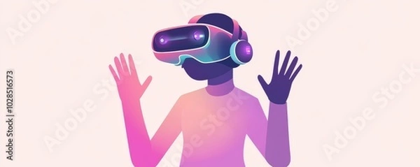 Obraz A person engaged in virtual reality with a modern headset, showcasing the immersive experience of digital technology.