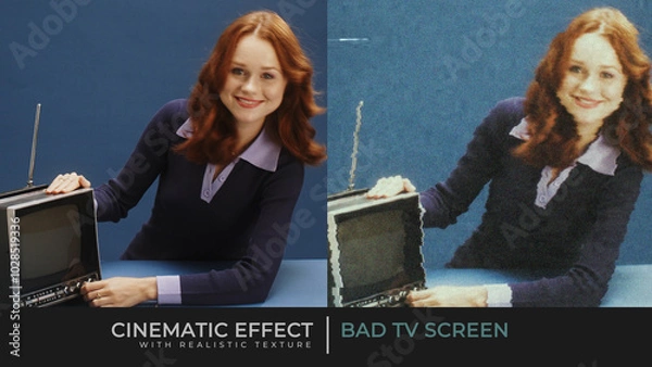 Obraz Bad TV Screen Cinematic Effect with Realistic Texture