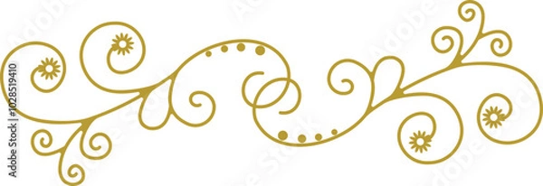 Obraz Golden Swirl Floral Line Art Ornament