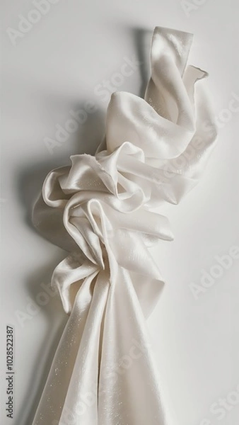 Fototapeta White Silk Fabric for Drapery Abstract Background