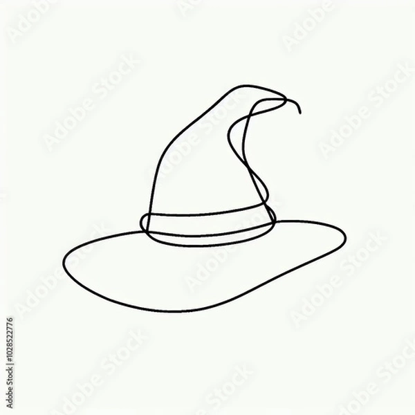 Fototapeta witch hat silhouette thin lines 