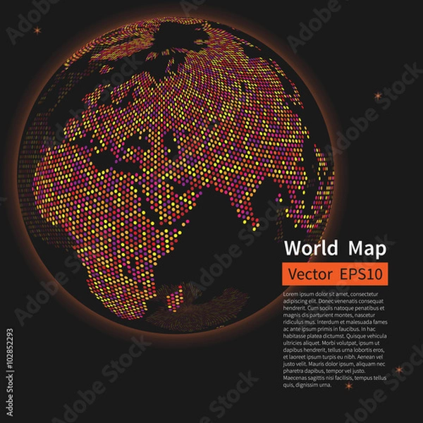 Obraz Dotted World Map Background. Night Earth Globe. Globalization Co
