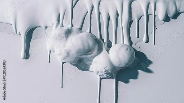 Obraz White dripping paint on white surface