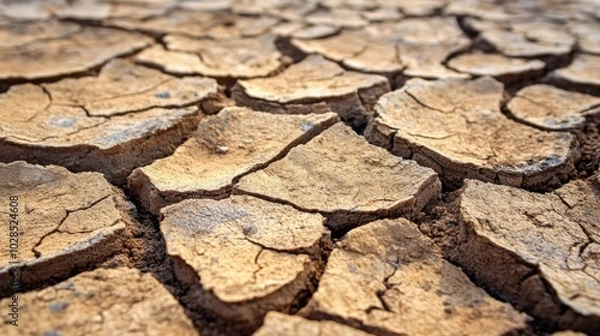 Fototapeta Close-up of Cracked and Dry Earth