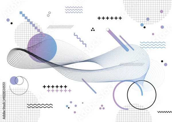 Obraz ラインウェーブ 幾何学 グラフィック 背景素材