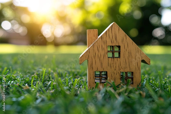 Fototapeta small house on grass