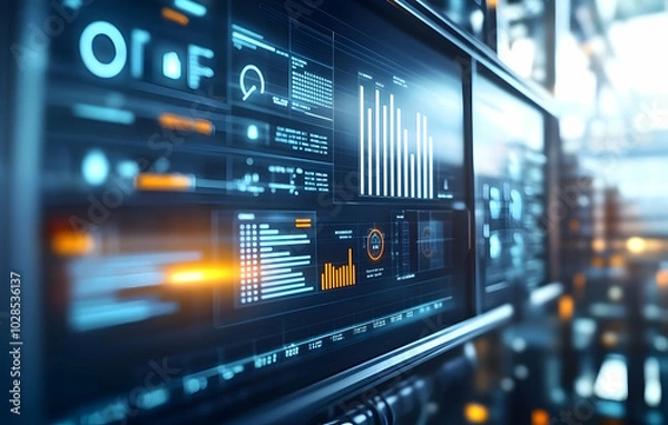 Fototapeta Industrial Screen Displaying Real-Time Data Analysis