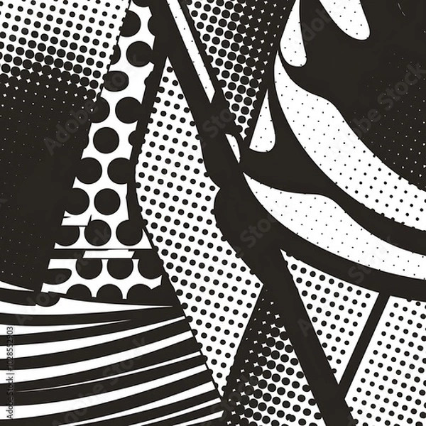 Fototapeta Set of Abstract Halftone Patterns - Black and White Dotted Design Elements for Your Graphic Illustration, Vector