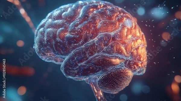 Fototapeta Analysis of Hypothalamus and Limbic Systems' Role in Human Behavior with Technology Blue Background

