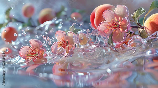 Obraz pink flower and peach